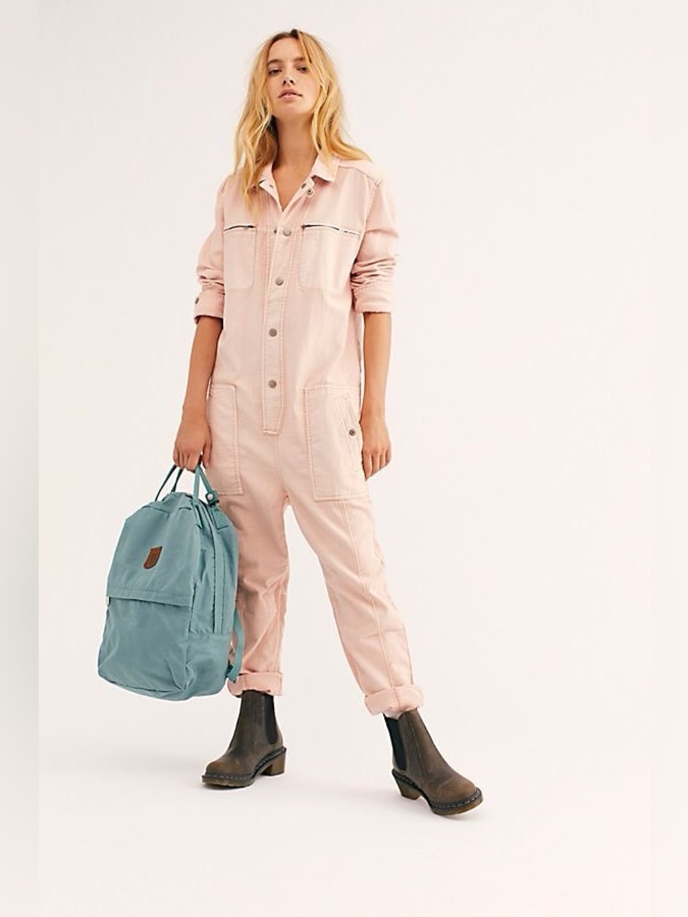 Free People We The Free Higher Ground One Piece Pink Utility Jumpsuit Medium